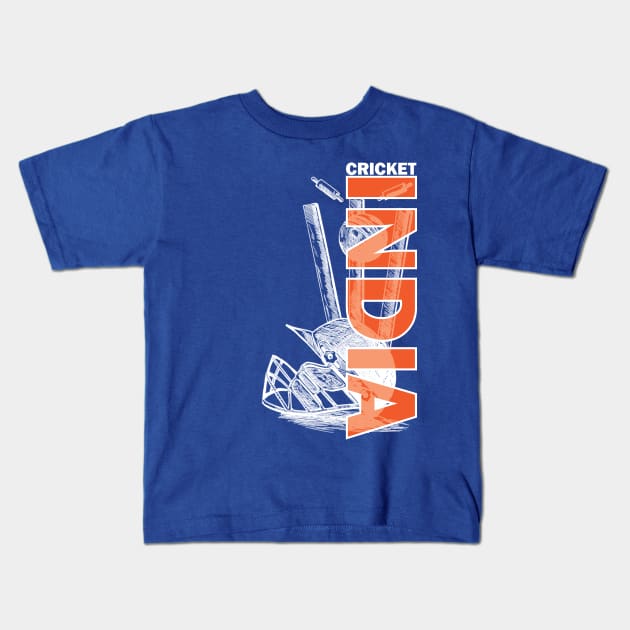 India Cricket Ball And Hat Memorabilia Kids T-Shirt by CGD